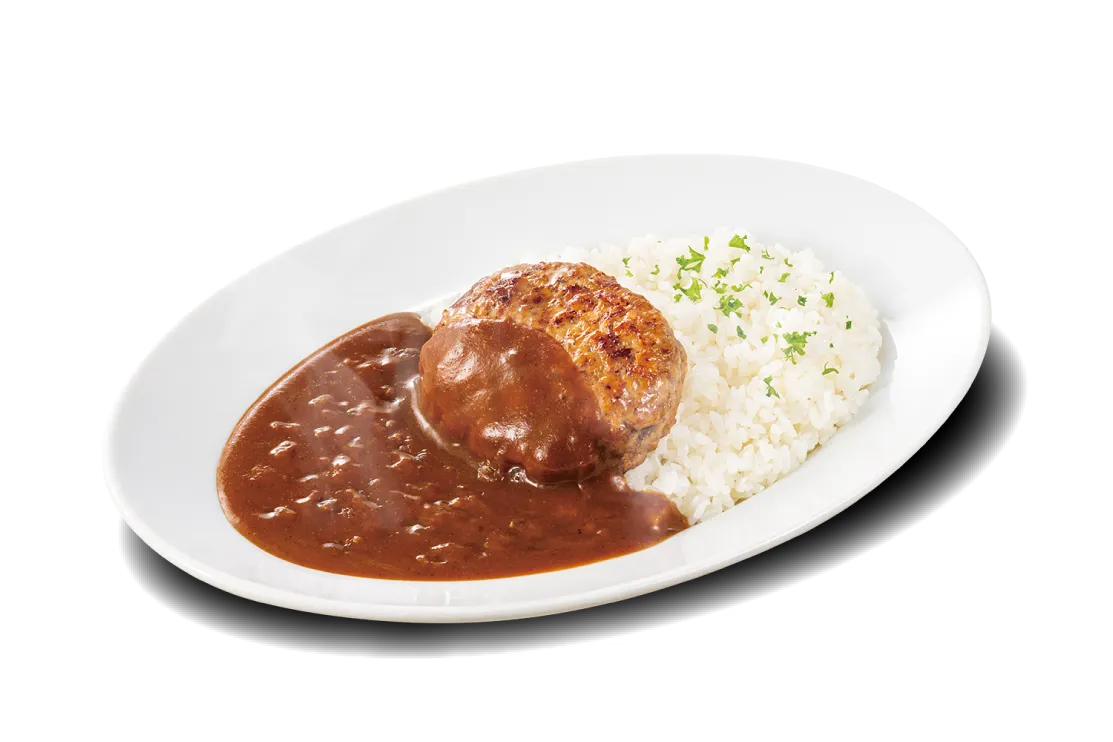 極ハンバーグを快活自慢のカレーにのせて