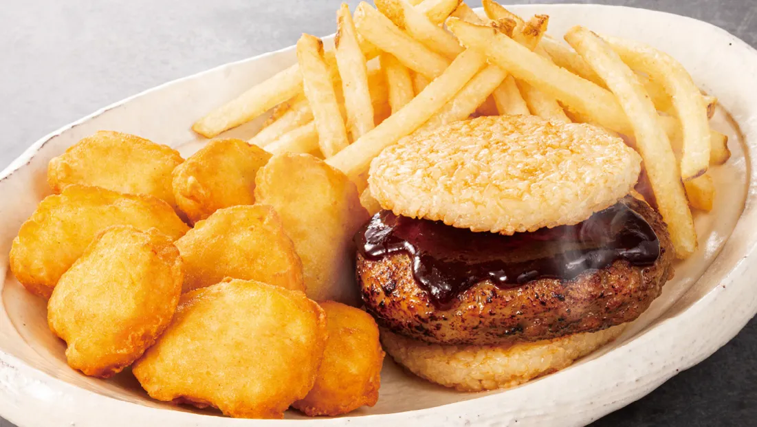 極 ハンバーグごはんバーガーセット×チキンナゲット(8ピース)